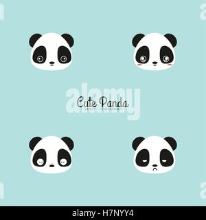 Visages panda mignon Illustration de Vecteur