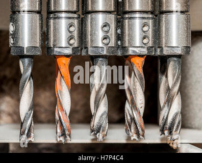 Ligne de drill bits utilisés dans la menuiserie. Banque D'Images