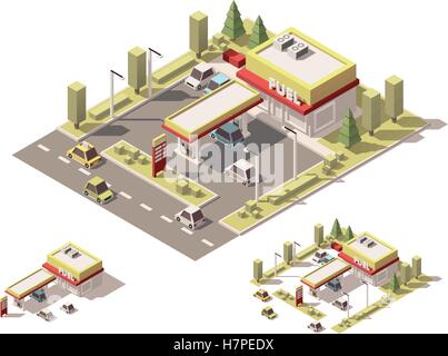 Vector poly faible isométrique station de charge Illustration de Vecteur