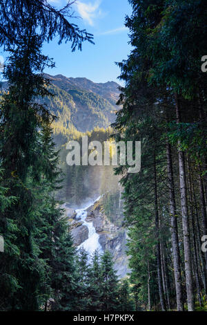 Krimml : Chutes de Krimml, cascade cycle inférieur, Tyrol, Salzbourg, Autriche Banque D'Images