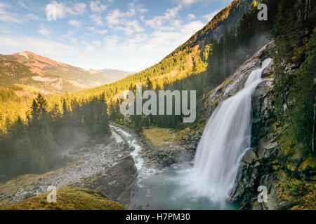 Krimml : Chutes de Krimml, cascade cycle inférieur, Tyrol, Salzbourg, Autriche Banque D'Images