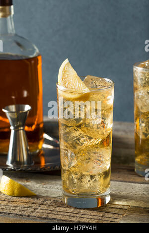 Whisky Whisky avec le soda au gingembre et citrons Banque D'Images