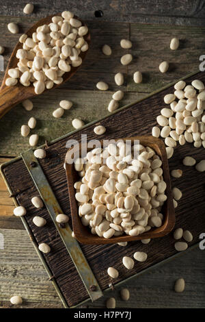 Blanc de chaux séchée bio pour bébé Haricots prête pour la cuisson Banque D'Images