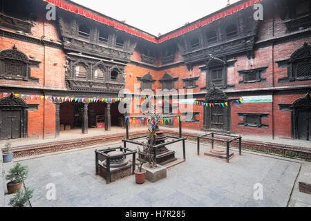 Kumari Bahal Chowk courtyard, Katmandou, Népal Banque D'Images