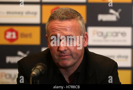 Nouveau gestionnaire de Wolverhampton Wanderers Paul Lambert au cours d'une conférence de presse à Molineux, Wolverhampton. Banque D'Images