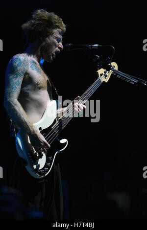 Francfort, Allemagne. Nov 8, 2016. James Johnston, membre du groupe de rock écossais Biffy Clyro effectue, au cours d'un concert au Festhalle de Francfort, Allemagne, le 8 novembre 2016. Credit : Luo Huanhuan/Xinhua/Alamy Live News Banque D'Images