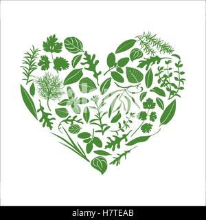 Coeur floral faites d'herbes Illustration de Vecteur