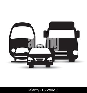 Service de transport de voitures silhouettes collection vector illustration eps 10 Illustration de Vecteur