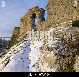 En hiver, le château de Denbigh Banque D'Images