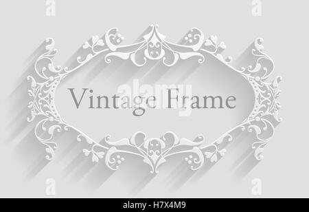 Un blanc vintage style Victorien design cadre d'arrière-plan Banque D'Images