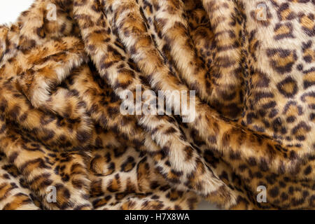 Leopard fourrure textile. Les replis du textile Fourrure Léopard close up. Banque D'Images