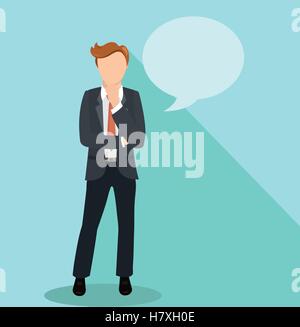 Businessman thinking at full length portrait Illustration de Vecteur