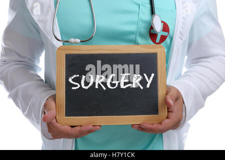 Opération de chirurgie maladie malade maladie santé sain jeune médecin avec signe Banque D'Images