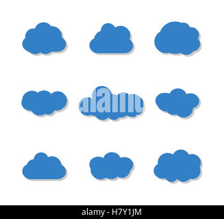 Jeu de nuages collection isolated on white Banque D'Images