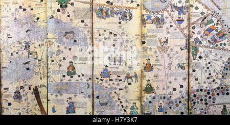 Reproduction d'Atlas Catalan par Abraham Cresques circa 1375 Banque D'Images