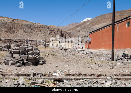 Village tibétain Darchen. Tibet, Chine. Banque D'Images