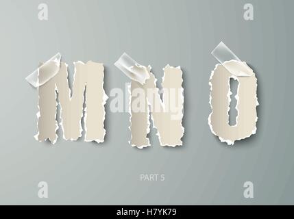 Vector set ABC alphabet papier déchiré avec bande transparente Illustration de Vecteur