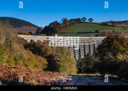 Les échafaudages autour du viaduc Cynghordy, portant le Cœur de la ligne de chemin de fer du pays de Galles, à Cynghordy, Carmarthenshire, Pays de Galles Banque D'Images