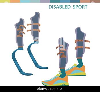 Sports les athlètes handicapés non valide la concurrence des symboles. Les sportifs membres inférieurs. isolated vector illustration Illustration de Vecteur