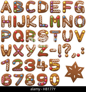 Alphabet d'épices douces - police de biscuit de noël. Banque D'Images