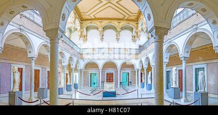 Panorama d'arcade de la Carthage Prix du Musée national du Bardo, décoré de fretwork, Tunis Banque D'Images