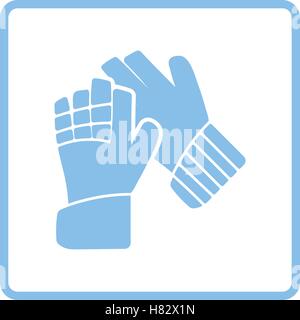 Gants de gardien de football icône. Design cadre bleu. Vector illustration. Illustration de Vecteur