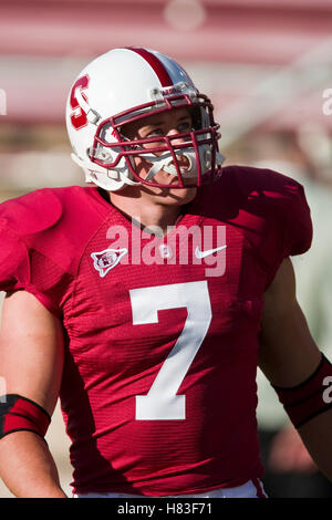 Septembre 19, 2009, Stanford, CA, USA ; Stanford Cardinal d'utiliser de nouveau Toby Gerhart (7) avant le match à Stanford Stadium. Stanford a défait les San Jose State Spartans 42-17. Banque D'Images