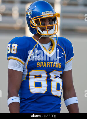 10 octobre 2009, San Jose, CA, USA ; San Jose State Spartans wide receiver Jalal Beauchman (88) avant le match contre les vandales de l'Idaho au Spartan Stadium. New York a gagné 29-25. Banque D'Images