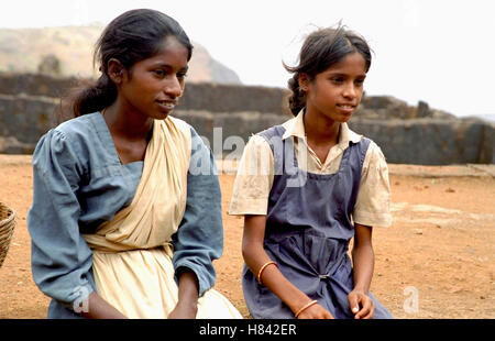 Les filles du village à fort Raigad, Maharashtra, Inde Banque D'Images