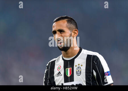 Torino, Italie. 2e Nov, 2016. Medhi Benatia (Juventus) Football/Football : Ligue des Champions Groupe H match entre la Juventus FC 1-1 Olympique Lyonnais au Juventus Stadium à Turin, Italie . (Photo Maurizio Borsari/AFLO) Banque D'Images