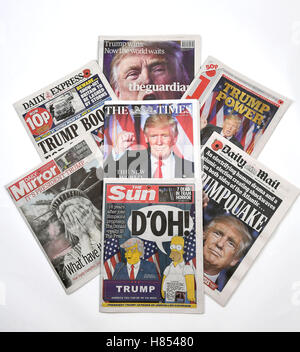 Journal britannique dans la première page du Président élu, Donald Trump Banque D'Images