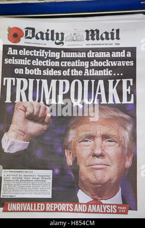 Londres, Royaume-Uni. 10 Nov, 2016. Couverture du Daily Mail. Les journaux britanniques réaction aux résultats des élections présidentielles américaines : Crédit Dinendra Haria/Alamy Live News Banque D'Images