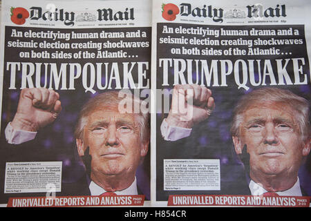 Londres, Royaume-Uni. 10 Nov, 2016. Couverture du Daily Mail. Les journaux britanniques réaction aux résultats des élections présidentielles américaines : Crédit Dinendra Haria/Alamy Live News Banque D'Images