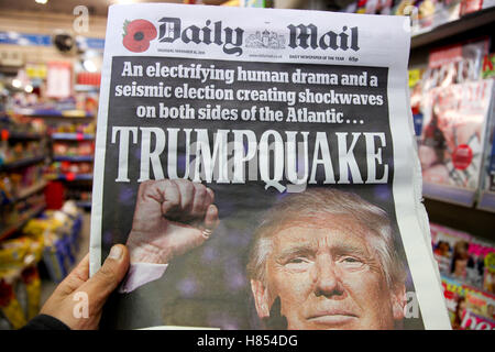 Londres, Royaume-Uni. 10 Nov, 2016. Couverture du Daily Mail. Les journaux britanniques réaction aux résultats des élections présidentielles américaines : Crédit Dinendra Haria/Alamy Live News Banque D'Images