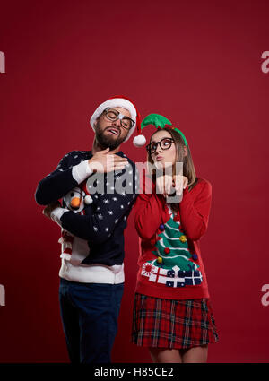 Temps de Noël en couple Nerd Banque D'Images