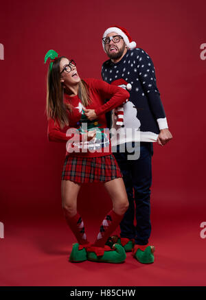 Temps de Noël en couple Nerd Banque D'Images