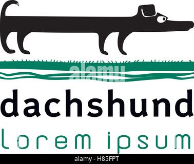 Vector hand drawn illustration avec drôle teckel Illustration de Vecteur