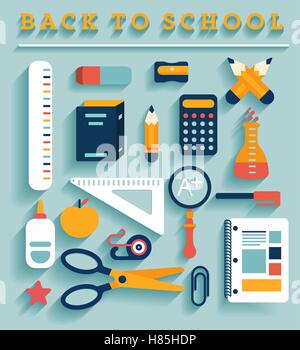 Retour à l'école d'icônes Illustration de Vecteur