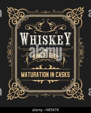 Whiskey label avec vieilles charpentes Illustration de Vecteur