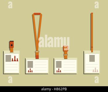 Consultation en gestion des affaires, cordon porte-badge porte-nom et des modèles. Smart Design solutions d'échecs avec le logo de l'entreprise. Pour plus de conseils en gestion, finances, droit des entreprises. Vector illustration Illustration de Vecteur