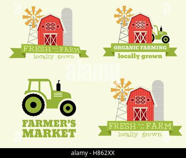 Ensemble de farmer's market (modèle de conception de logo. Produits biologiques et naturels. Thème Eco. Vector illustration Illustration de Vecteur