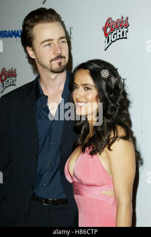 EDWARD NORTON & Salma Hayek FRIDA LA LA PREMIERE FILM USA 14 Octobre 2002 Banque D'Images