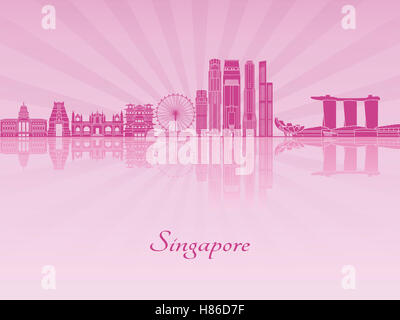 Singapour V2 skyline en violet orchidée radieuse en fichier vectoriel éditable Banque D'Images