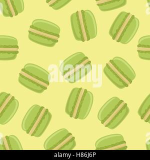 Modèle sans couture avec macaron vert cookies. Vector illustration. Illustration de Vecteur