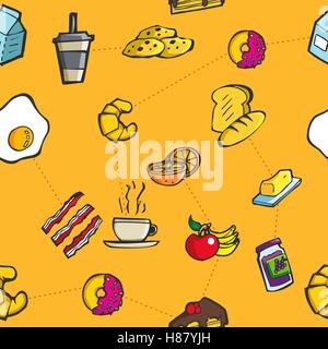 Petit-déjeuner et repas colorés décoratifs seamless background vector pattern Illustration de Vecteur