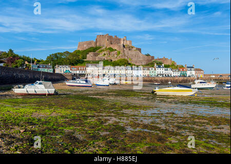 Château de Gorey Jersey à marée basse Banque D'Images