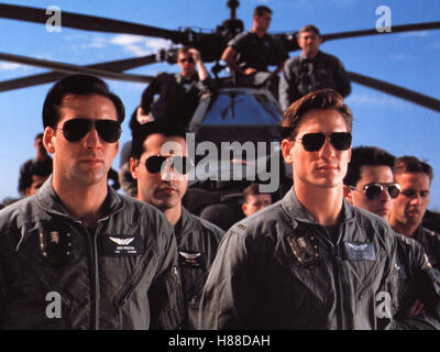 Airborne - Flügel aus Stahl, incendie (oiseaux) USA 1990, Regie : David Green, NICOLAS CAGE (li), Ausdruck : Pilote, Soldat, Fliegerkombi, Sonnenbrille, Rotor Banque D'Images