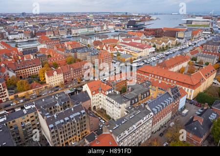 Vue panoramique de l'église de Notre Sauveur (Vor Frelsers avec Kirke) à Copenhague, Danemark Banque D'Images