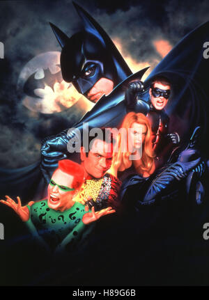 Batman Forever (BATMAN FOREVER), USA 1994, Regie : Joel Schumacher, VAL KILMER (oben), JIM CARREY (li), Tommy Lee Jones, Nicole Kidman, Chris O'DONNELL (re) Banque D'Images