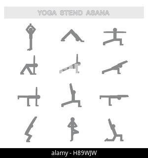 Ensemble d'icônes. Pose des asanas de yoga. Illustration de Vecteur
